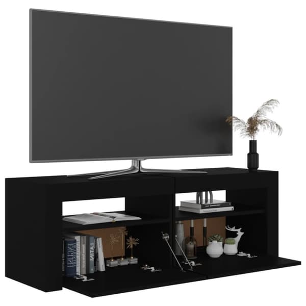 vidaXL tv-bord med LED-lys 120x35x40 cm sort