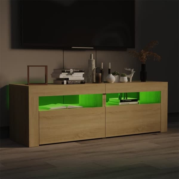 vidaXL tv-bord med LED-lys 120x35x40 cm sonoma-eg