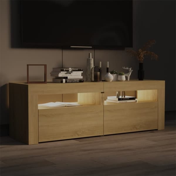 vidaXL tv-bord med LED-lys 120x35x40 cm sonoma-eg