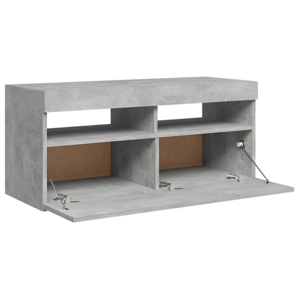 vidaXL tv-bord med LED-lys 90x35x40 cm betongrå