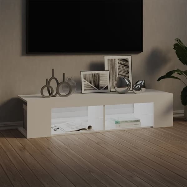 vidaXL tv-skab med LED-lys 135x39x30 cm hvid