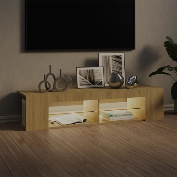 vidaXL tv-bord med LED-lys 135x39x30 cm sonoma-eg