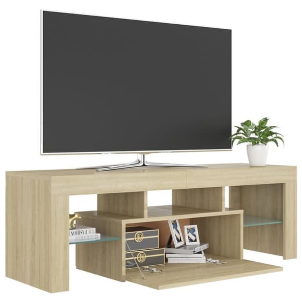 vidaXL TV-benk med LED-lys sonoma eik 120x35x40 cm