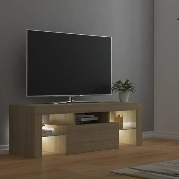 vidaXL TV-benk med LED-lys sonoma eik 120x35x40 cm