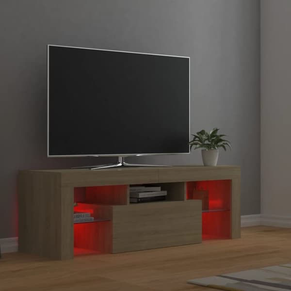 vidaXL TV-benk med LED-lys sonoma eik 120x35x40 cm