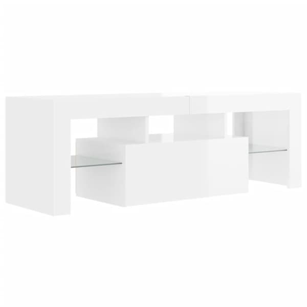 vidaXL TV-benk med LED-lys høyglans hvit 120x35x40 cm