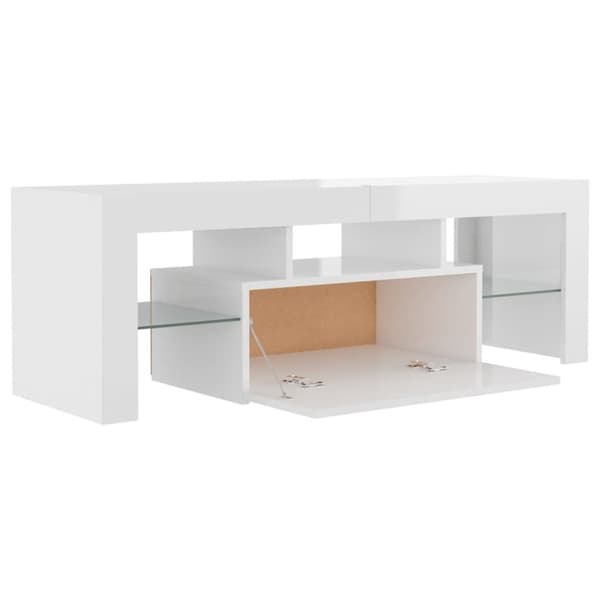 vidaXL TV-benk med LED-lys høyglans hvit 120x35x40 cm