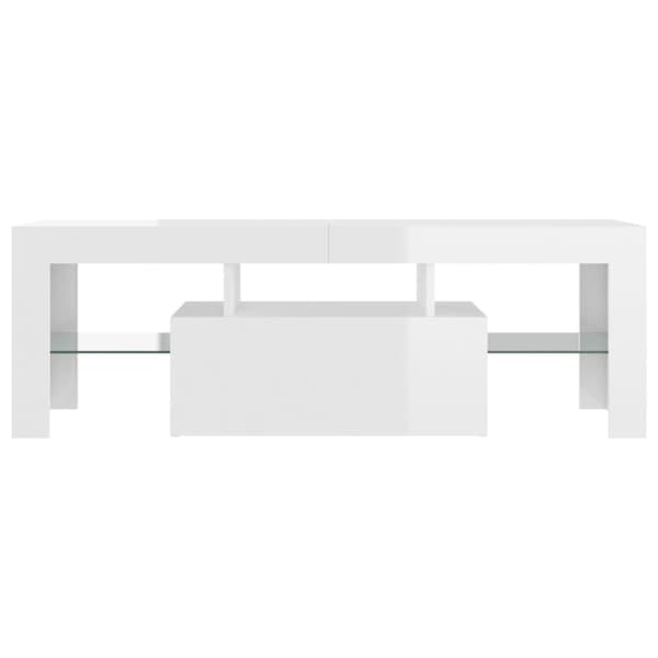 vidaXL TV-benk med LED-lys høyglans hvit 120x35x40 cm