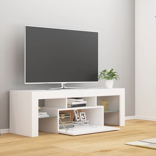 vidaXL TV-benk med LED-lys hvit 120x35x40 cm