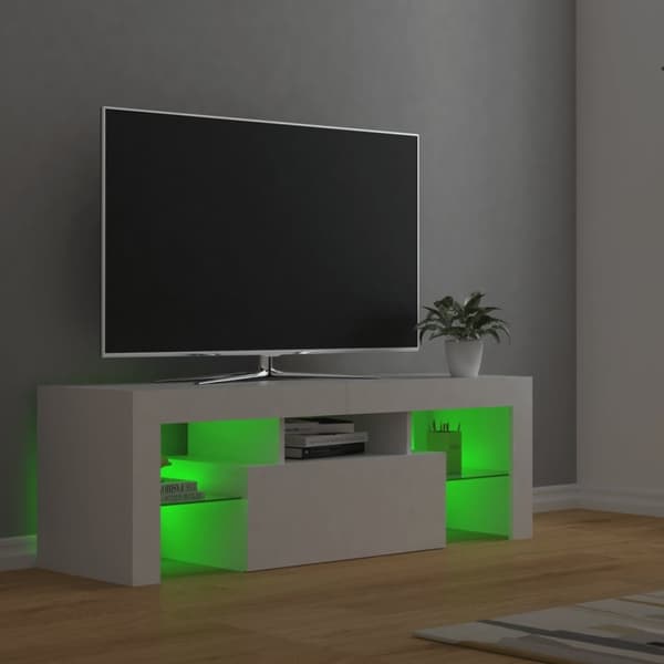 vidaXL TV-benk med LED-lys hvit 120x35x40 cm
