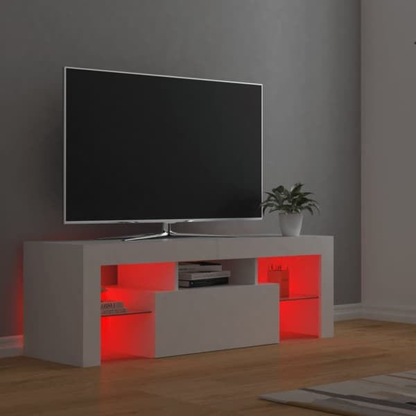 vidaXL TV-benk med LED-lys hvit 120x35x40 cm