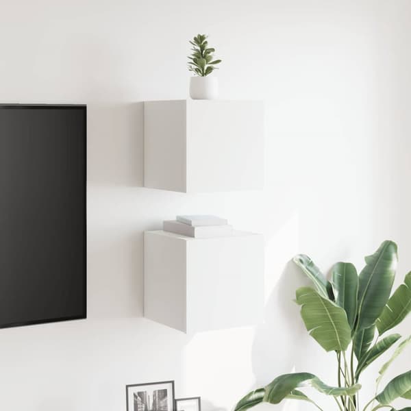 vidaXL Vegghengte TV-benker 2 stk hvit 30,5x30x30 cm