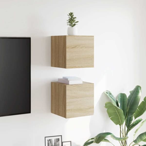 vidaXL Vegghengte TV-benker 2 stk sonoma eik 30,5x30x30 cm