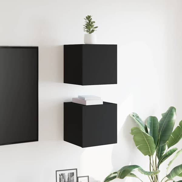 vidaXL Vegghengte TV-benker 2 stk svart 30,5x30x30 cm