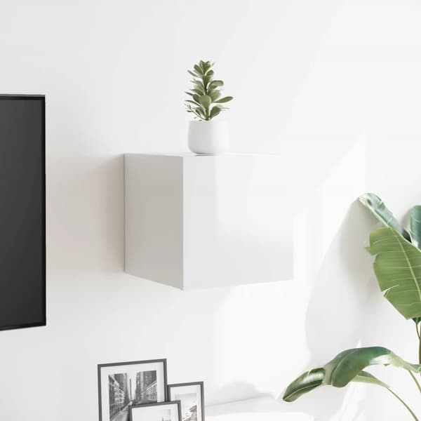 vidaXL Vegghengt TV-benk høyglans hvit 30,5x30x30 cm
