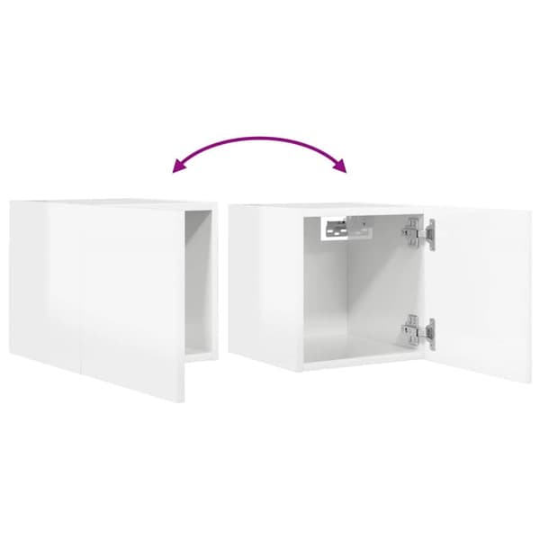 vidaXL Vegghengt TV-benk høyglans hvit 30,5x30x30 cm