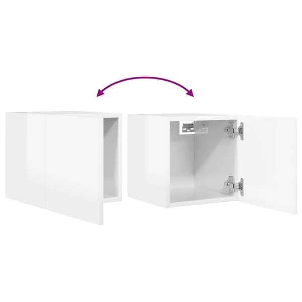 vidaXL Vegghengte TV-benker 2 stk høyglans hvit 30,5x30x30 cm