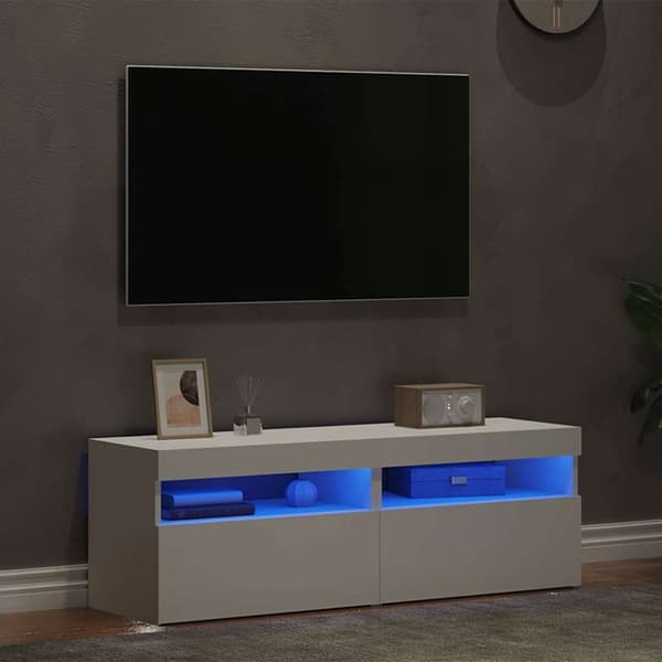 vidaXL TV-bänk med LED-belysning 2 delar vit 60x35x40 cm