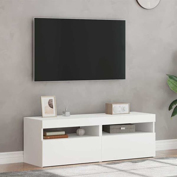 vidaXL TV-bänk med LED-belysning 2 delar vit 60x35x40 cm