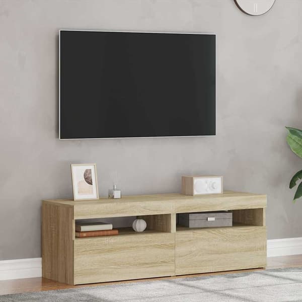 vidaXL TV-benker med LED-lys 2 stk sonoma eik 60x35x40 cm
