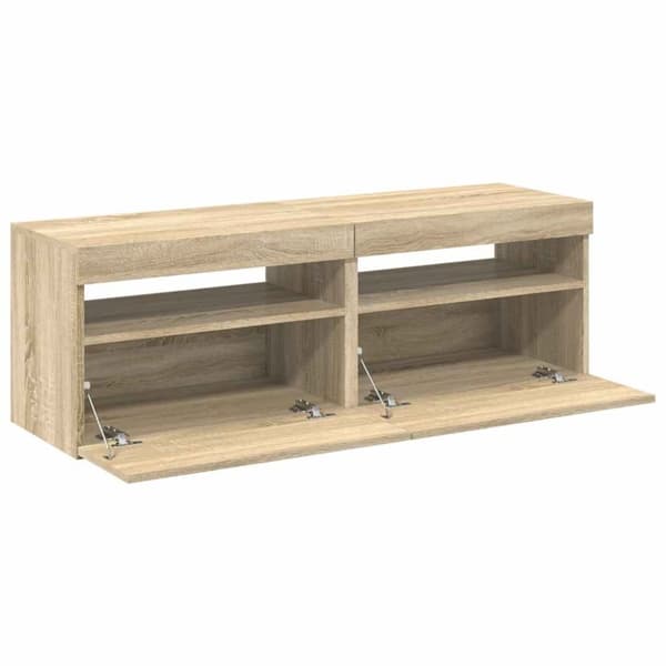 vidaXL TV-benker med LED-lys 2 stk sonoma eik 60x35x40 cm