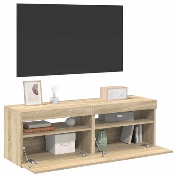 vidaXL TV-benker med LED-lys 2 stk sonoma eik 60x35x40 cm