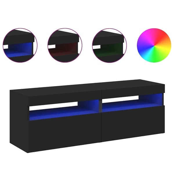vidaXL TV-benker med LED-lys 2 stk svart 60x35x40 cm