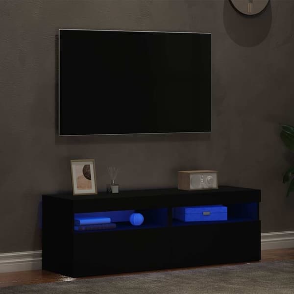 vidaXL TV-benker med LED-lys 2 stk svart 60x35x40 cm
