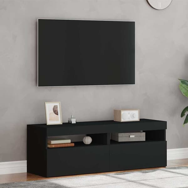 vidaXL TV-benker med LED-lys 2 stk svart 60x35x40 cm
