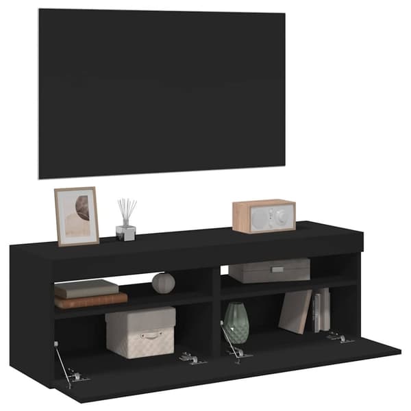 vidaXL TV-benker med LED-lys 2 stk svart 60x35x40 cm