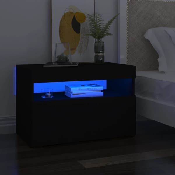 vidaXL TV-benk med LED-lys svart 60x35x40 cm
