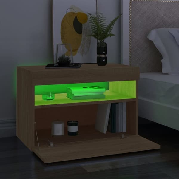 vidaXL TV-bänk med LED-belysning sonoma-ek 60x35x40 cm