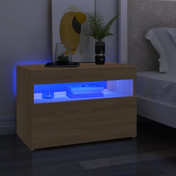 vidaXL TV-bänk med LED-belysning sonoma-ek 60x35x40 cm