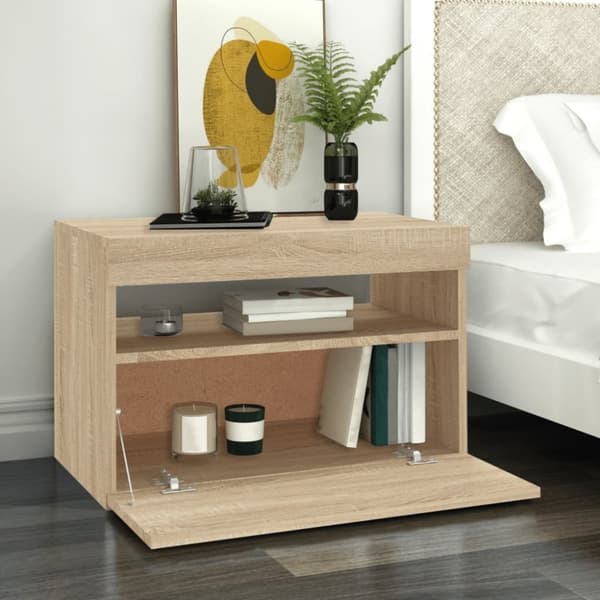 vidaXL TV-bänk med LED-belysning sonoma-ek 60x35x40 cm