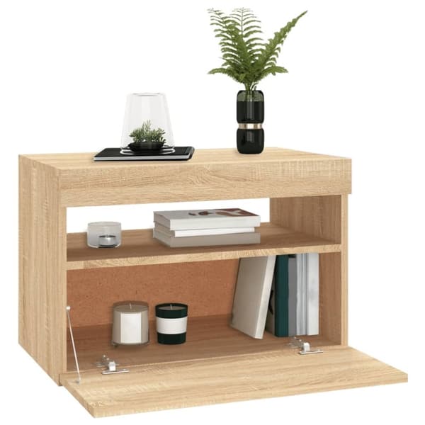 vidaXL TV-bänk med LED-belysning sonoma-ek 60x35x40 cm