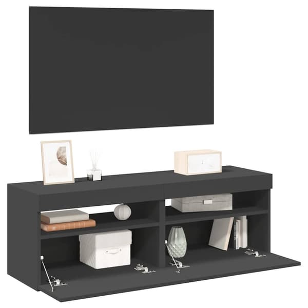 vidaXL TV-benker med LED-lys 2 stk grå 60x35x40 cm