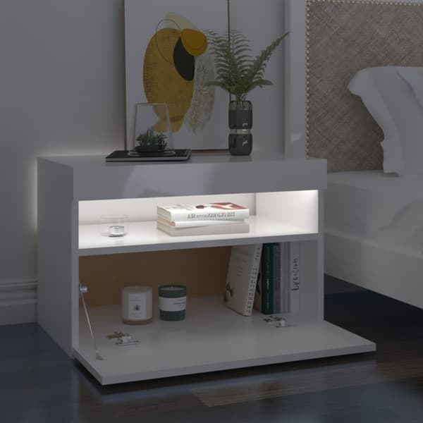 vidaXL tv-skab med LED-lys 60x35x40 cm hvid højglans