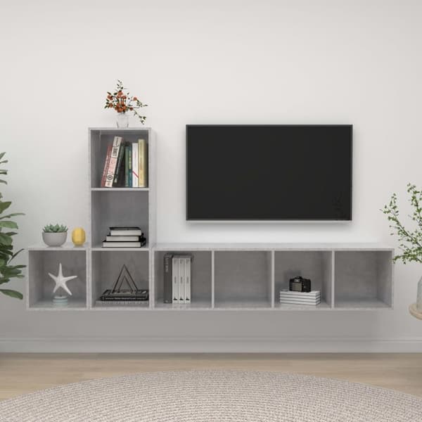 vidaXL tv-skabe 3 dele spånplade betongrå