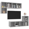 Miniatyrbilde 3 av 7: vidaXL TV-benksett 4 deler betonggrå sponplate