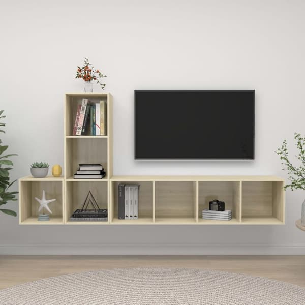 vidaXL tv-skabe 3 dele spånplade sonoma-eg