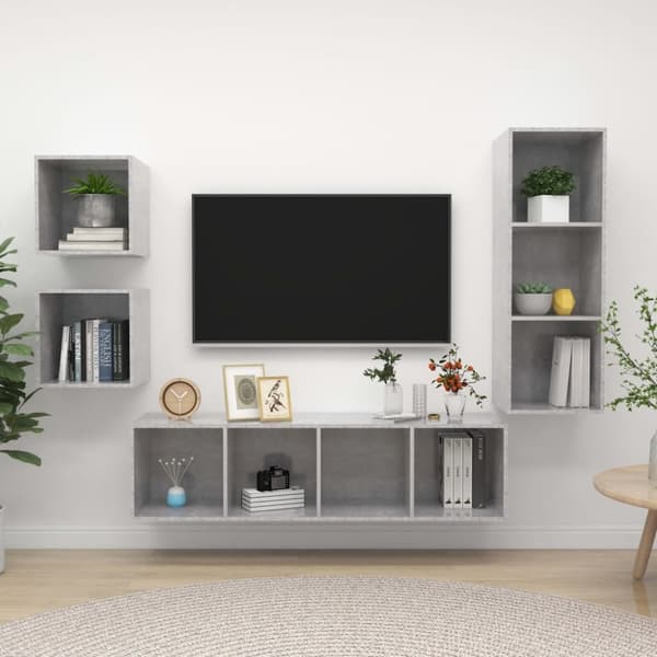 vidaXL 4-osainen TV-kaappisarja betoninharmaa lastulevy
