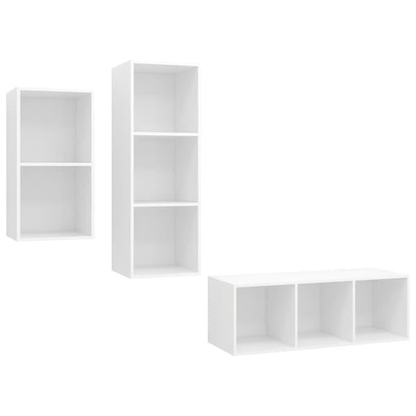 vidaXL TV-benksett 3 deler hvit sponplate