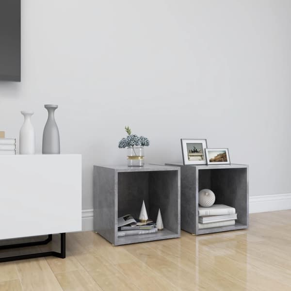 vidaXL TV-benker 2 stk betonggrå 37x35x37 cm sponplate