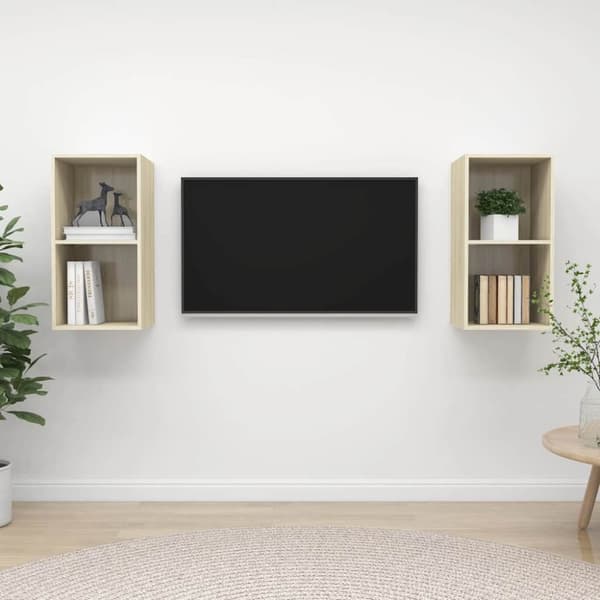 vidaXL Vegghengte TV-benker 2 stk sonoma eik sponplate