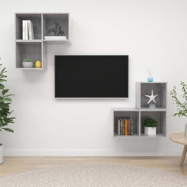 vidaXL 4-osainen TV-kaappisarja betoninharmaa lastulevy