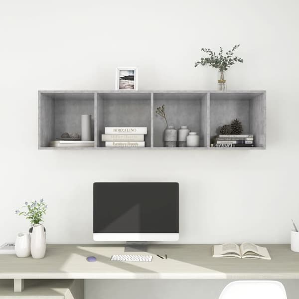 vidaXL Vegghengt TV-benk betonggrå 37x37x142,5 cm konstruert tre
