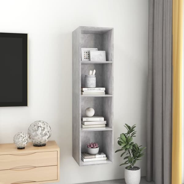 vidaXL Vegghengt TV-benk betonggrå 37x37x142,5 cm konstruert tre