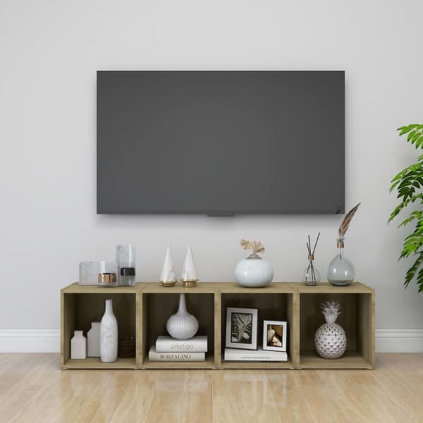vidaXL TV-benk sonoma eik 37x35x37 cm sponplate