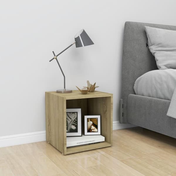 vidaXL TV-benk sonoma eik 37x35x37 cm sponplate