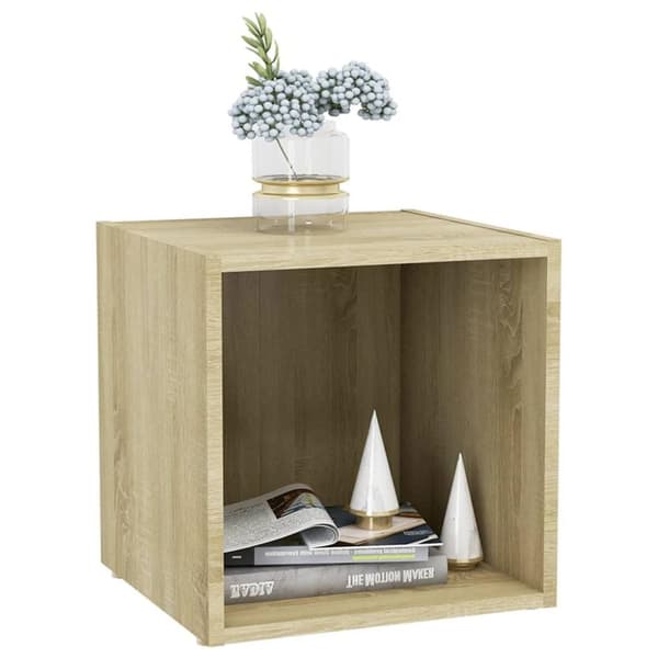 vidaXL TV-benk sonoma eik 37x35x37 cm sponplate